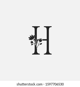 Monogram Initial Letter H Logo Icon, vector design concept luxury floral flowers with leafs for luxuries bussiness or more campany identity.