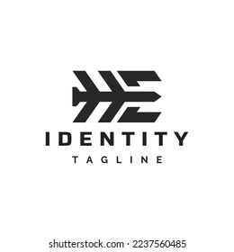 Monogram Initial Letter HE Nail concept Logo Template Design