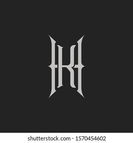 Monogram Initial Letter HK Hipster Lettermark Logo For Branding or T shirt Design