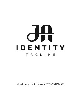 Diseño de la plantilla de logotipo JA para carta inicial monograma