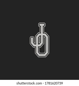 Monogram Initial Letter JO / OJ Hipster Lettermark Logo For Branding or T shirt Design