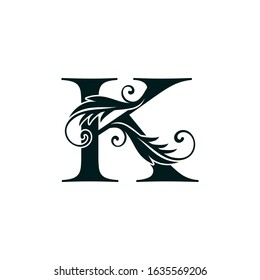 Monogram Initial Letter K luxury logo icon,  luxurious vector design concept  alphabet letter for vintage luxury business.