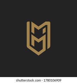 Monogram Initial Letter M + Letter M Hipster Lettermark Logo Design