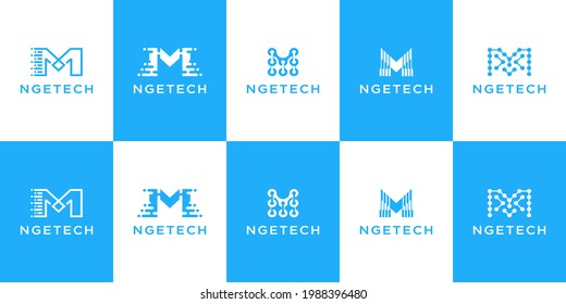Monogram initial letter m logo for technology, company, business.
