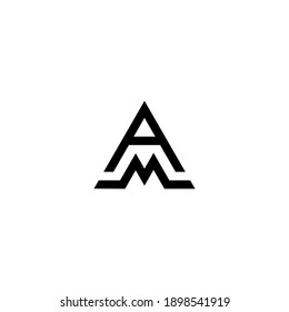 Monogram initial letter A M simple minimalist modern logo design