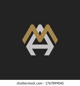 Monogram Initial Letter AM / MA Hipster Lettermark Logo For Branding or T shirt Design