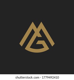 Monogram Initial Letter MG / GM Hipster Lettermark Logo Design