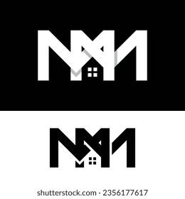 Monogram Initial Letter MM Mortgage House Logo Design Template. Suitable for Architecture Mortgage Real Estate Realty Property Management Agent Agency Business Company Corporate Brand Logo Design.