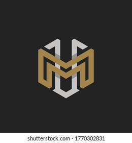 Monogram Initial Letter MV or VM Logo Design For Branding