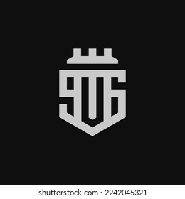 Monogram Initial Letter Negative Space V + Number 96 Fortress Logo Template Design
