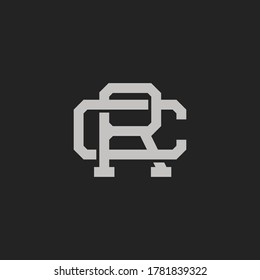 Monogram Initial Letter RC / CR Vintage Logo Design 