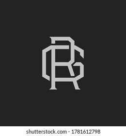 Monogram Initial Letter RG or GR Lettermark Logo Design For Branding