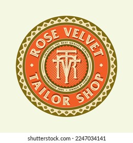 Monogram Initial Letter RVT RTV VRT Logo Design. Business Initial Icon Vector. Vintage Badge Emblem Style