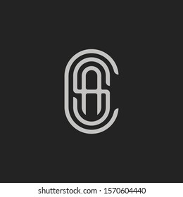 Monogram Initial Letter A + Letter S + Letter C Hipster Lettermark Logo For Branding or T shirt Design