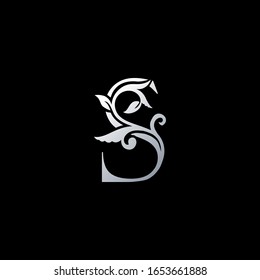 Monograma Letra Inicial S Icono Logotipo De Lujo, Letra S Vintage Plantilla De Diseño Logotipo