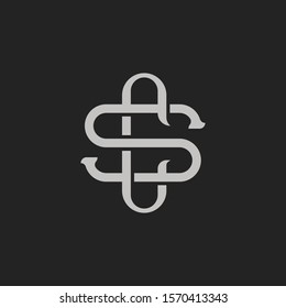 Monogram Initial Letter SC /CS Hipster Lettermark Logo For Branding or T shirt Design