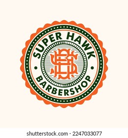 Monogram Initial Letter SHB BHS SBH Logo Design. Business Initial Icon Vector. Vintage Badge Emblem Style