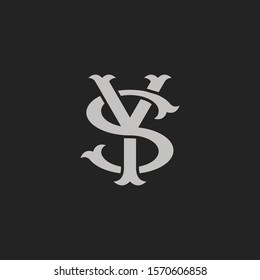 Monogram Initial Letter SY or YS Hipster Lettermark Logo For Branding or T shirt Design