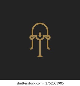 Monogram Initial Letter AT / TA Hipster Lettermark Logo For Branding or T shirt Design
