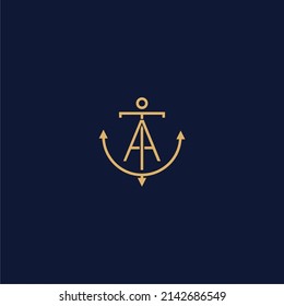 Monogramm des Anfangsschreibens TA AT Sailor Anchor Maritime Marine Ship Nautical Logo-Vorlage