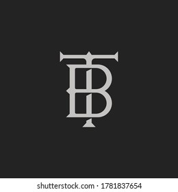 Monogram Initial Letter TB or BT Lettermark Logo Design