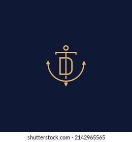 Monogram of Initial Letter TD DT  Sailor Anchor Maritime Marine Ship Nautical Logo template