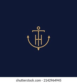 Monogramm des Anfangsschreibens TH HT Seemann Anchor Marine Ship Nautical Logo-Vorlage