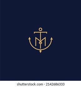 Monogram of Initial Letter TM MT  Sailor Anchor Maritime Marine Ship Nautical Logo template