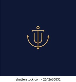 Monogramm des Anfangsschreibens TU UT Sailor Anchor Maritime Ship Nautical Logo-Vorlage