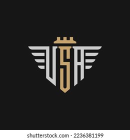 Monogram Initial Letter USA Frot Wings Logo Vector Icon Template Design
