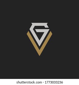 Monogram Initial Letter VG / GV Hipster Lettermark Logo For Branding