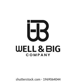 Monogram Initial Letter W B WB BW Simple Elegant Minimalist Unique Retro Vintage Logo Design