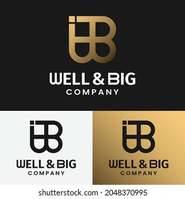 Monogram Initial Letter W B WB BW Simple Elegant Minimalist Unique Retro Vintage Logo Design Template.