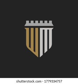 Monogram Initial Letter WM Hipster Lettermark Logo Design