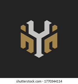 Monogram Initial Letter YM or MY Hipster Lettermark Logo For Branding or T shirt Design