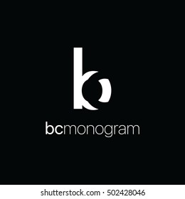 Monogram of initial letters b and c in negative space lowercase logo black and white