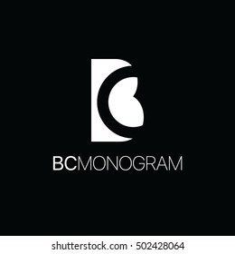 Monogram of initial letters b and c in negative space uppercase monogram logo black and white