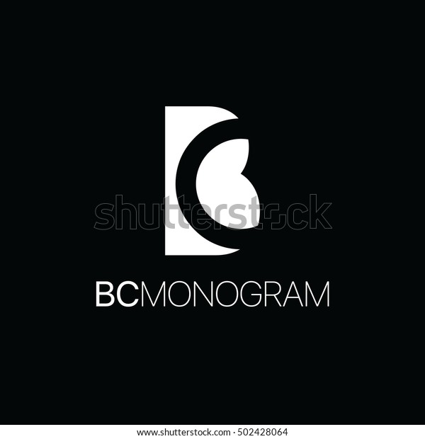 Monogram of initial letters b and c\
in negative space uppercase monogram logo black and\
white