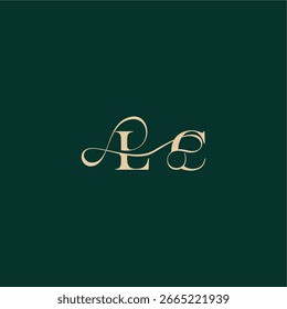 monogram initial logo design elegant style with wavy line LC organic curve wedding letter