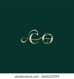 monogram initial logo design elegant style with wavy line CO organic curve wedding letter