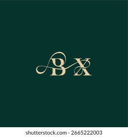 monogram initial logo design elegant style with wavy line BX organic curve wedding letter
