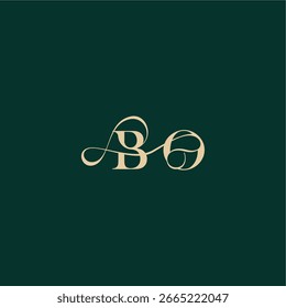 monogram initial logo design elegant style with wavy line BO organic curve wedding letter