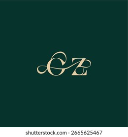 monograma logotipo inicial design elegante estilo com linha ondulada OZ curva orgânica carta de casamento