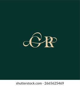 monogram initial logo design elegant style with wavy line OR organic curve wedding letter
