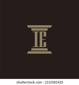 Logo inicial de IE monograma para la firma de abogados con diseño de hitos