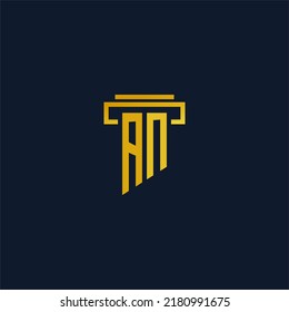 Logotipo inicial de un monograma para la firma de abogados con diseño de hitos