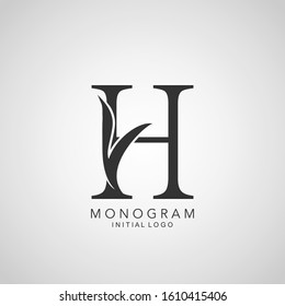 Monogram Initial Logo Letter H. Simple vector design concept abstract nature leaf  with letter logo icon. 