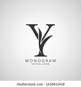 Monogram Initial Logo Letter Y. Simple vector design concept abstract nature leaf  with letter logo icon. 