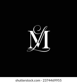 Monogram initial logo of ML or LM  in cursive and bold.