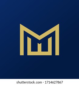 diseño del logotipo inicial de MW o WM en monogramo